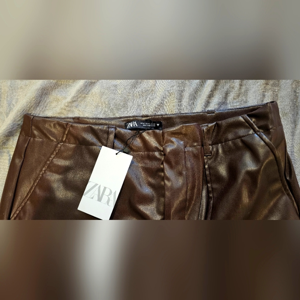 Zara Faux Leather Cargo Pants